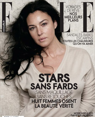 Monica Bellucci na naslovnici francoske Elle - brez ličil in neretuširana